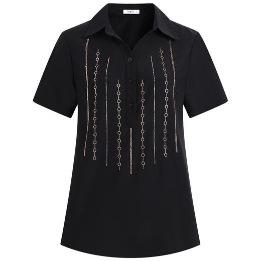 夏季2025新款加肥加大码女衬衫妈妈短袖雪纺衬衣女装胖mm宽松上衣 商品图4