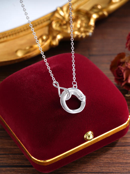 子佩集S925银【莫比乌斯】套链【JHY003-男】纯银时尚项链平安扣圆环2502 商品图0