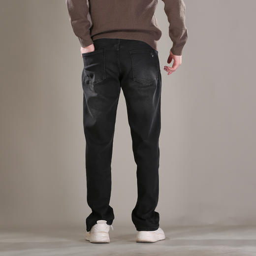 DRONKOO 2025 正常腰表袋黑标绣线海岛一体绒厚牛仔长裤 商品图3