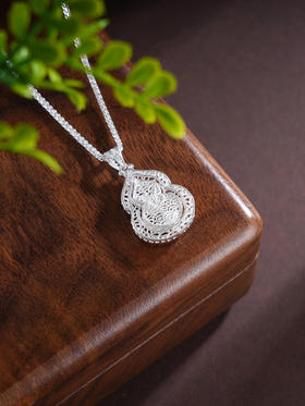 子佩集S990银【福泽妙喜】套链【MX014】纯银花丝葫芦可转动项链2504