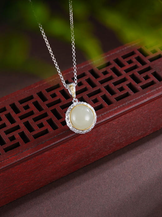 子佩集S925银【流景扬辉】套链【DZ06681】纯银和田玉镀金项链2504 商品图0