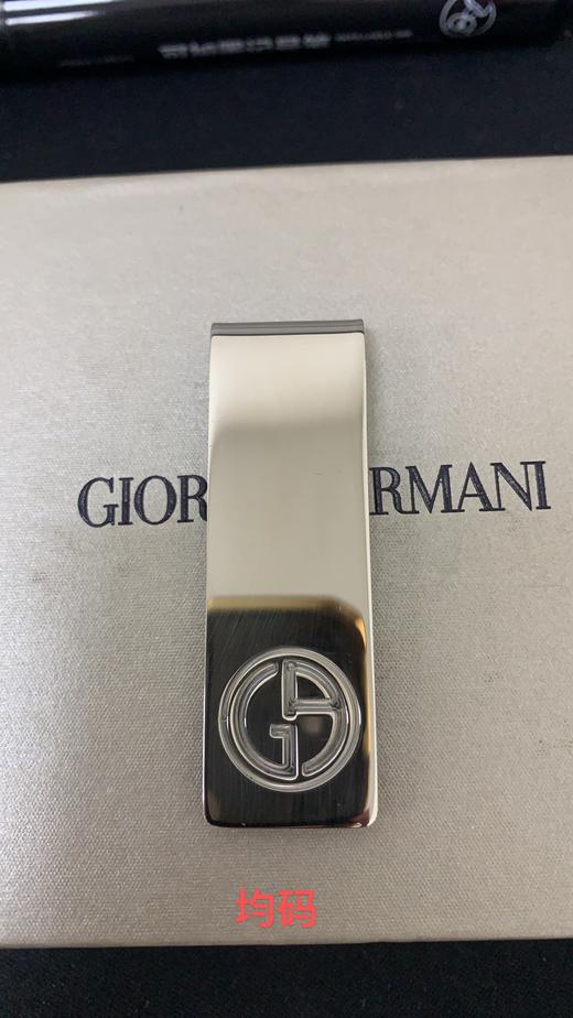 8054709210040 GIORGIO ARMANI 【100%银】男式简约LOGO设计夹子文具票据夹手账钞票夹钱夹 商品图3