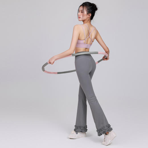 跃牌【禅语梵心】高腰花边显瘦喇叭裤长裤修身瑜伽裤女提臀跑步运动裤健身裤CK3469 商品图4