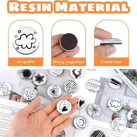 【30个/包】磁吸冰箱贴 艺术线条涂鸦白板磁性贴片 照片固定黑板强力磁贴  3cm 商品图2