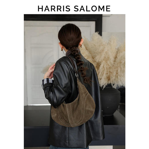 【秋冬通勤，磨砂牛皮包】Harris Salome磨砂牛皮通勤休闲单肩斜挎包简约时尚百搭 商品图2