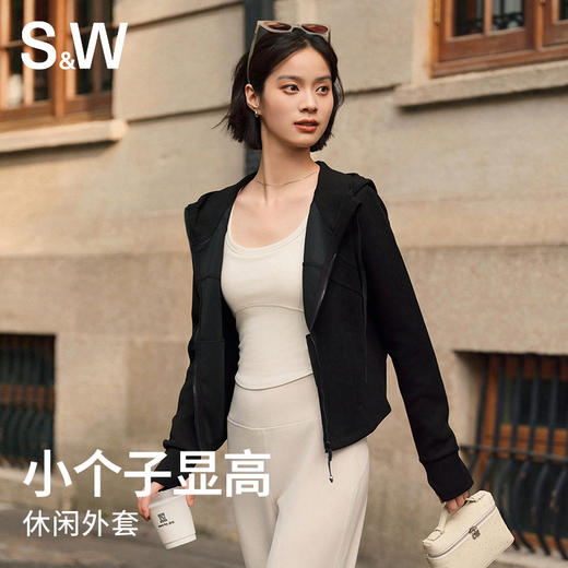 【sw速惟】 短款直角肩连帽拉链卫衣显腰细S4AW1154 商品图0