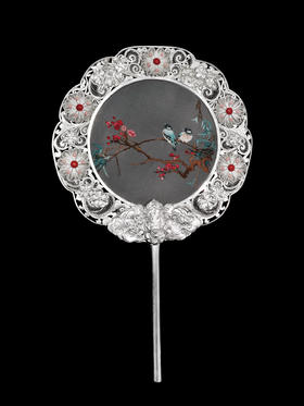 子佩集S999银手工银花丝【喜上眉梢银花丝团扇】大师工坊原创设计【XSMSTS】2506