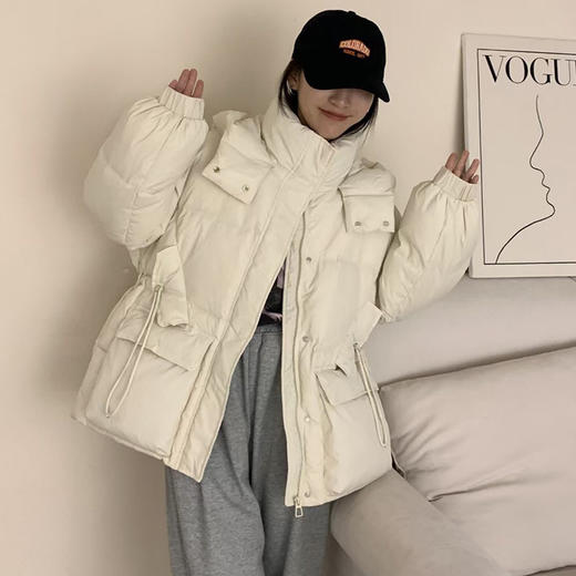 【YW】无忧购连帽收腰羽绒服女中长款显瘦工装外套24016（截单后7天发货） 商品图2