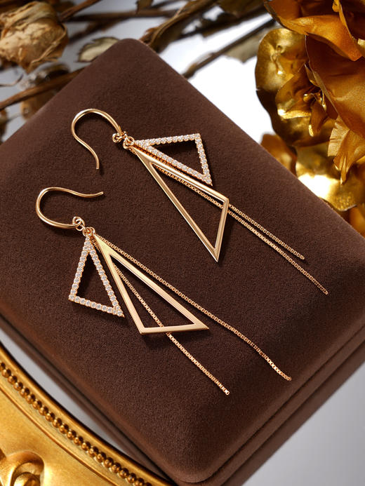 子佩集S925银【流苏诗篇】耳环纯银【KK1186E】时尚镀金几何三角2501 商品图0