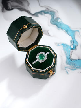 子佩集S925银【碧野千祥】戒指【JZ012871】纯银绿玉髓方块2507