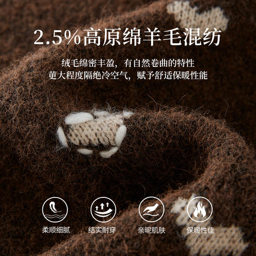 【年货节】熙世界复古风爱心提花毛衣女宽松套头羊毛绒针织上衣2025冬季新款 商品图3