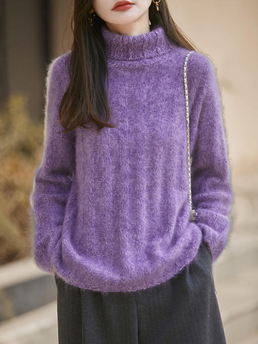 【超模君严选 「两件立减20元」】梦幻拉绒羊毛花纱套头衫｜95.7%澳洲绵羊毛+4.3%山羊绒黄金配比 圆领/V领/堆堆领羊毛衫 380g/件 商品图3