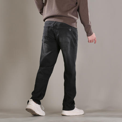 DRONKOO 2025 正常腰表袋黑标绣线海岛一体绒厚牛仔长裤 商品图2