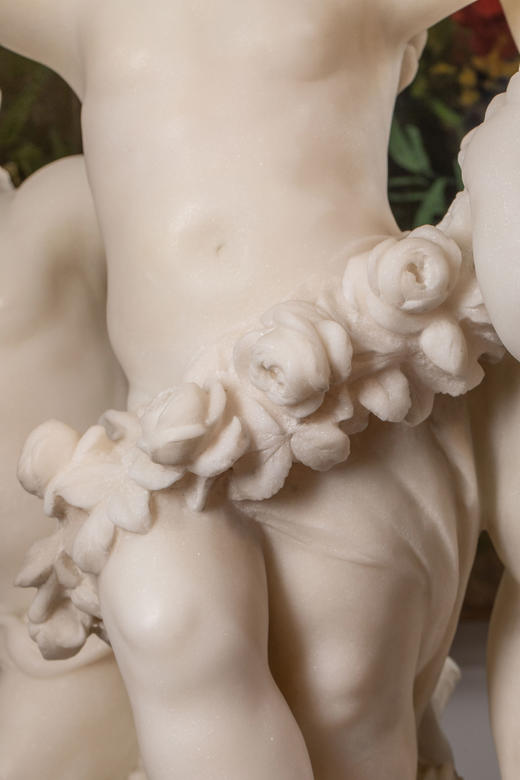 独角鹿西洋古董19世纪末20世纪初法国雕塑家Hippolyte Moreau签名创作小天使主题大理石雕塑 商品图8