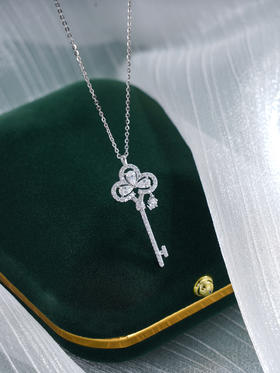 子佩集S925银【向美之匙】套链【YL-5654101】纯银时尚三叶草钥匙项链2507