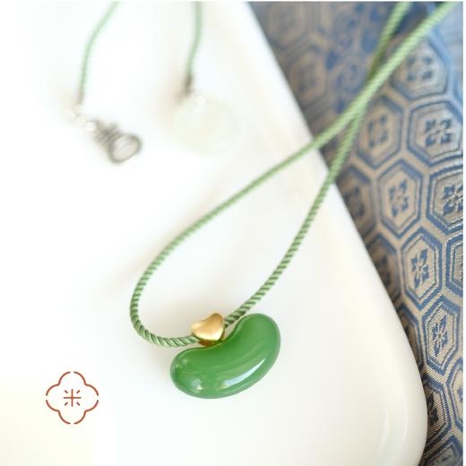 米马饰物 天然俄罗斯和田碧玉 18K金镶 元宝长命锁 吊坠 商品图3