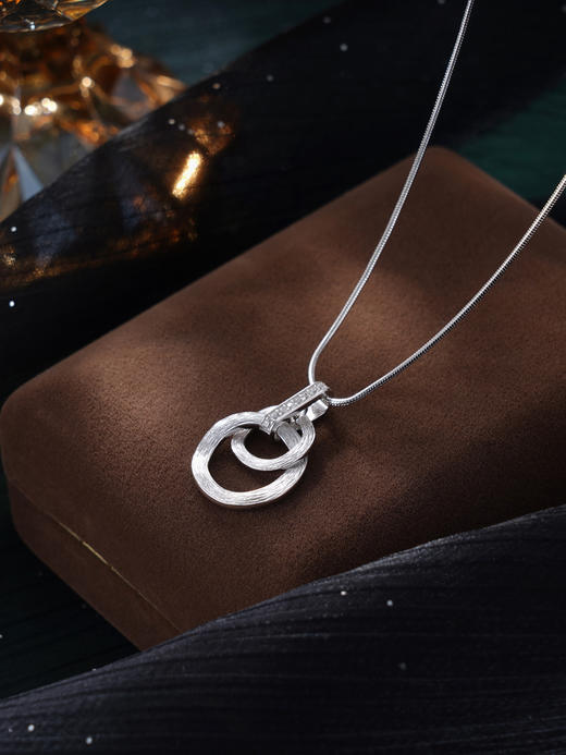 子佩集S925银【环环相生】项链纯银【AE00373】原创2双环2501 商品图0