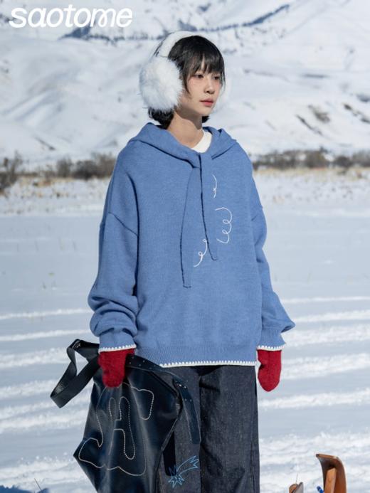 早乙女惠子saotome/STMMY14998/飞鸟贝壳绣系带连帽毛衣 商品图0