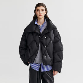 棉仓366615010-【90白鹅绒】菱格绗缝羽绒服女25秋冬大翻领设计微宽松短款