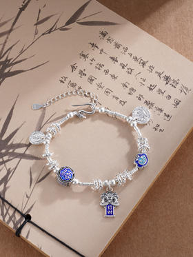 子佩集S925银【福瑞满满】手链【SL00859】纯银钱串腰缠万贯珐琅彩盘缠盘缠2504