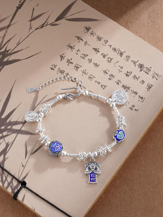 子佩集S925银【福瑞满满】手链【SL00859】纯银钱串腰缠万贯珐琅彩盘缠盘缠2504 商品图0