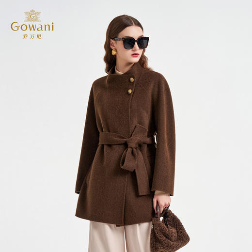 【100%驼绒】乔万尼2025冬新品立领复古奢华驼绒高级感系带大衣ED4A729 商品图1