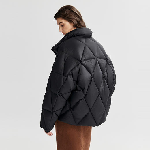 棉仓366615010-【90白鹅绒】菱格绗缝羽绒服女25秋冬大翻领设计微宽松短款 商品图2