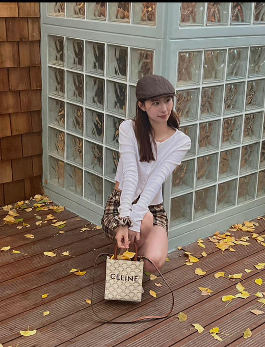 CELINE 白色 mini 老花拼牛皮 琴谱包 商品图1