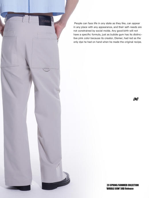 ASMEMMO咦哇•“巴黎电台”翻折开衩直筒长裤免烫抗皱休闲裤夏潮 商品图3