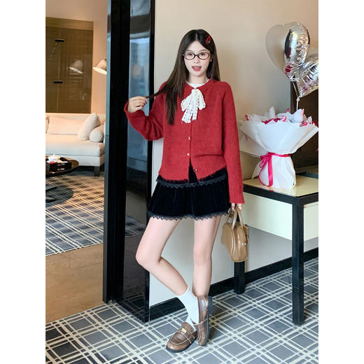 <曾小咸推荐> 现货秒杀！微信超特价！黑色丝绒半身裙蕾丝边蛋糕裙 日常149.99 立减80 秒杀69.99！红色毛衣开衫秒杀89.99！ 商品图3