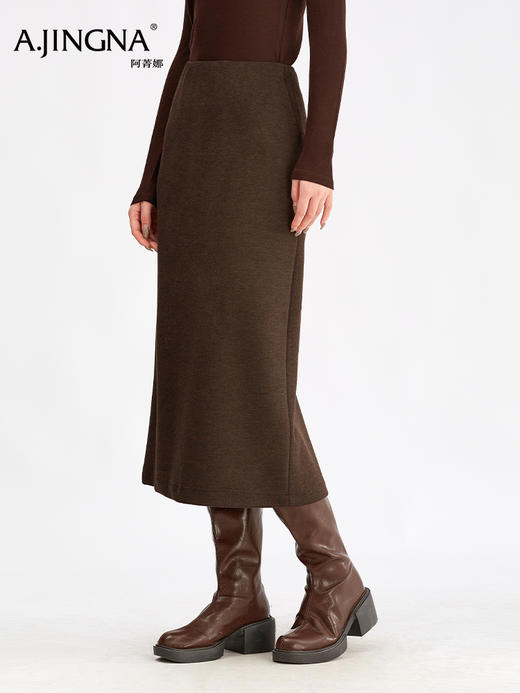 【醋酸羊驼毛】阿菁娜冬季新款醋酸羊驼毛半裙立体剪裁超长裙连腰设计显瘦F30D213011 商品图6