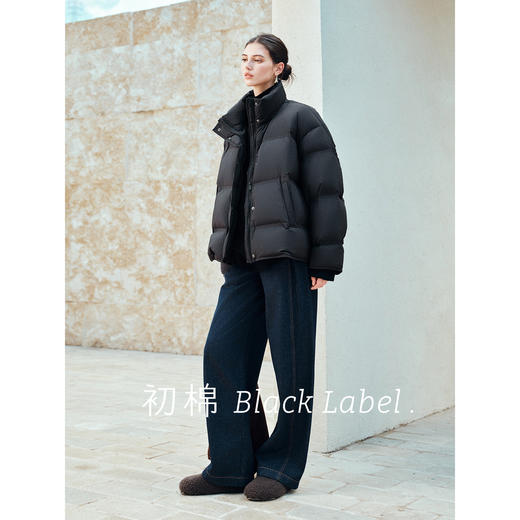 棉仓366615003-【黑标】90白鹅绒立领短款羽绒服女25秋冬宽松龟背设计感外套 商品图3