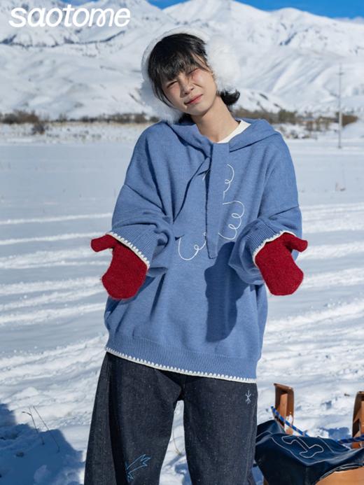 早乙女惠子saotome/STMMY14998/飞鸟贝壳绣系带连帽毛衣 商品图2