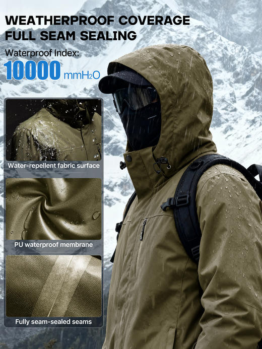 【防水防风 加厚加绒 耐造抗寒】冬季硬核保暖户外战术装载滑雪棉服ds（zb） 商品图1