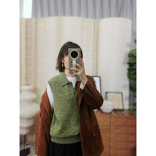 守护者 100% 羊毛 polo 领背心 ——ABC 三股花式纱 百搭显瘦的穿搭万金油 复古时髦新色 商品图2