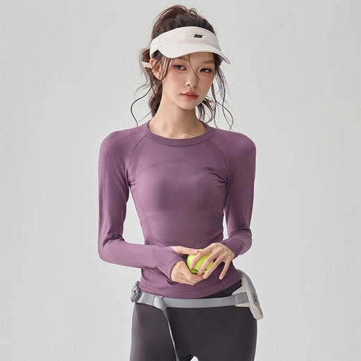 Gymicon能量符号 秋冬女士长袖运动健身瑜伽T恤圆领纯色跑步羽毛球速干衣YASY2527 商品图3