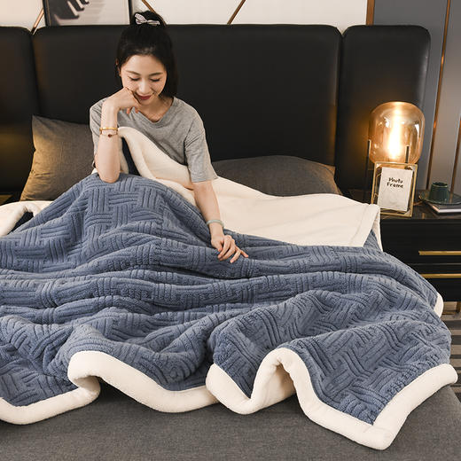 【三层夹棉立体舒棉绒毛毯】冬季加厚午睡盖毯珊瑚绒沙发毯 商品图7