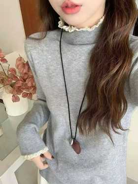 GZ甜美半高领蕾丝花边拼接针织内搭毛衣(LH)(LD)-纪念日百货168146193