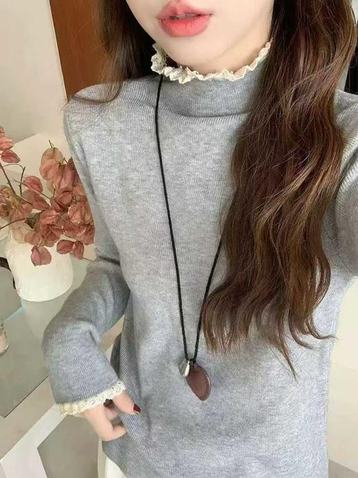 GZ甜美半高领蕾丝花边拼接针织内搭毛衣(LH)(LD)-纪念日百货168146193 商品图0