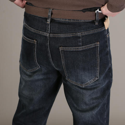 DRONKOO 2025 织带腰带口袋捏褶一体绒厚牛仔长裤 商品图4