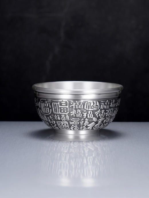 子佩集S999银【百福兴宁】茶杯摆件纯银【DLCB025】茶具仿古矮杯摆件2501 商品图1