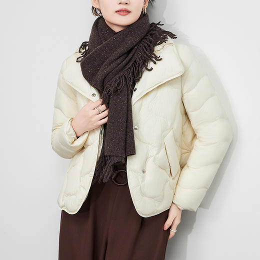 「高货wl」全新升级【铂金会员367/天猫499/差价132】(05408)洛诗琳90白鸭绒羽绒服2025冬季重工异形绗线保暖短外套女 商品图1