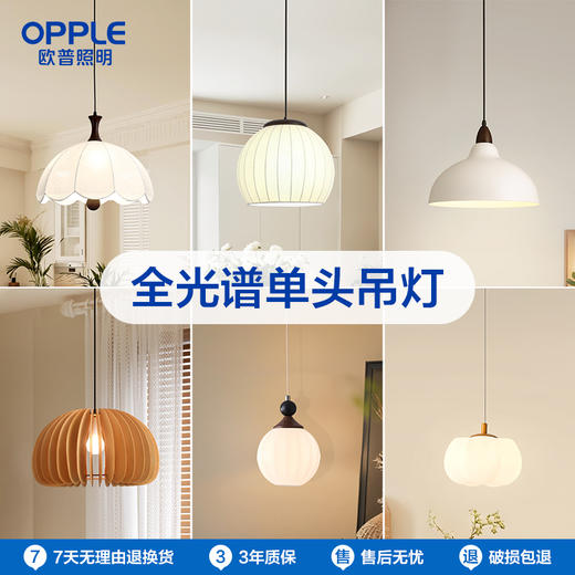 爆款🔥OPPLE欧普照明床头吊灯复古奶油风单头吊线灯 商品图0