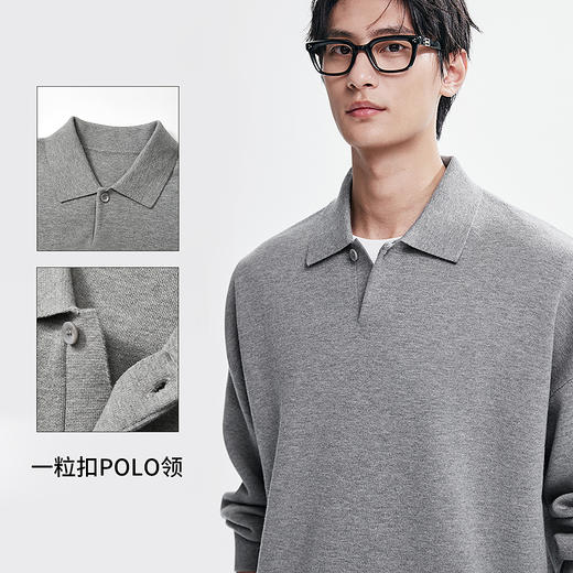 棉仓367826040-老钱风可机洗POLO领毛衣男 秋冬微宽松套头毛衣针织衫 商品图1