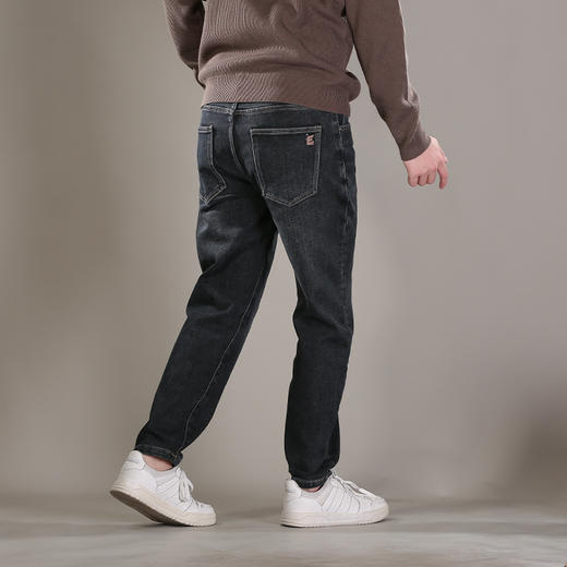 DRONKOO 2025 织带腰带表袋右后袋棕皮标一体绒卡其底厚牛仔长裤 商品图4