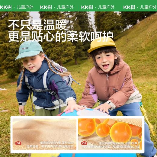 KK树儿童冲锋衣男童女孩户外加绒外套宝宝软壳衣三防保暖防静电冬乐野软壳衣 商品图3