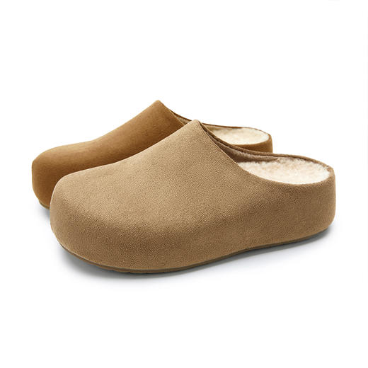 西遇加绒小土豆勃肯鞋女新款秋冬保暖毛毛拖鞋厚底内增高半拖V0057298 商品图4