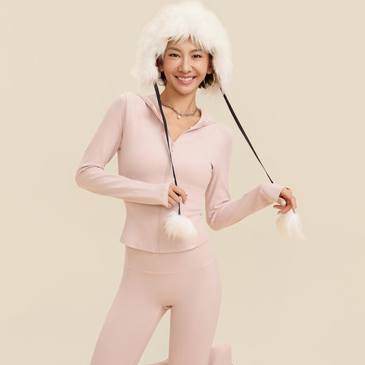 跃牌【禅语梵心】仿皮裸感运动外套修身显瘦拉链健身服上衣连帽舒适瑜伽服长袖WT5687 商品图2