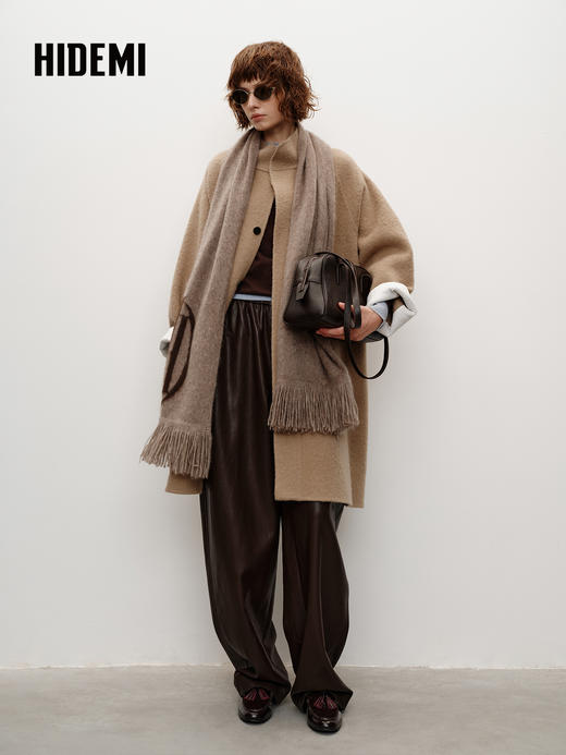 HIDEMI 大秀款城市波士顿系列进口西班牙荔枝皮长肩带大容量极简单肩包 商品图11