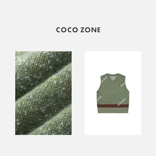 COCO ZONE 刘一一 秋冬拼色V领针织衫简约套头无袖上衣CC2D2467 商品图2
